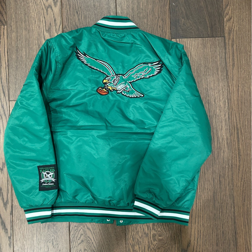 NET NFL Philadelphiaelphia Eagles Satin Varsity Bomber Jacket - Picture 2 of 8